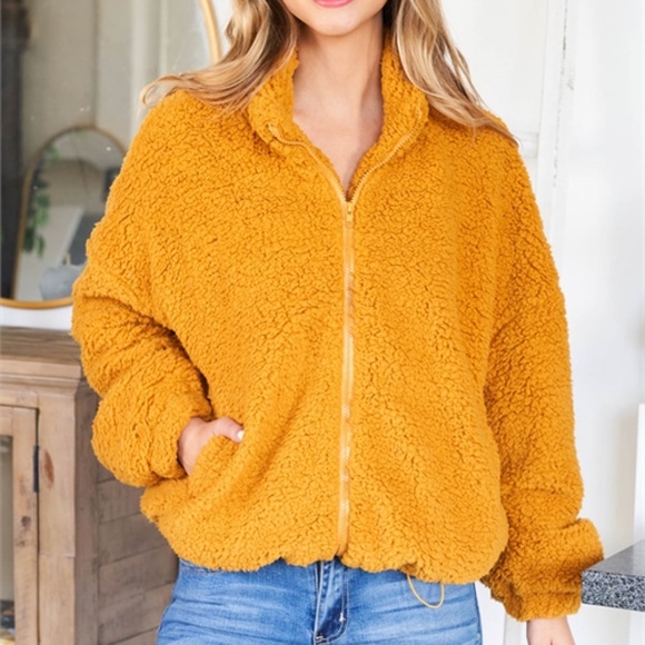 Dark Mustard Zip up Jacket - Picture 7 of 7